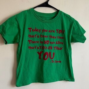 Dr. Seuss Green Kids T-Shirt with Red Text